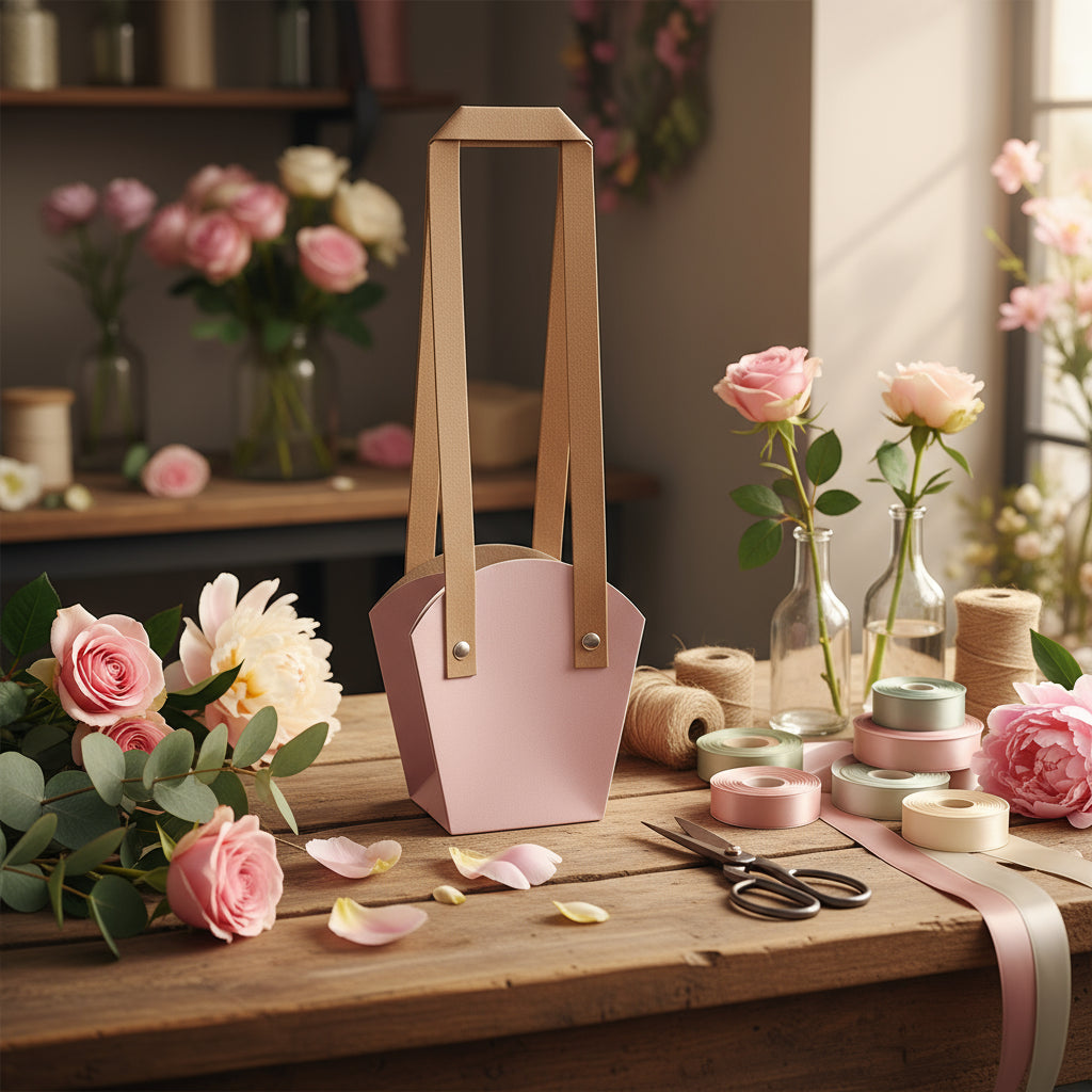 Flower bag with long handles for plants