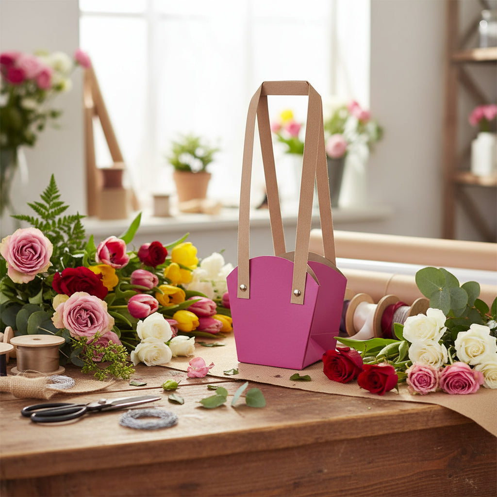 Flower bag with long handles for plants