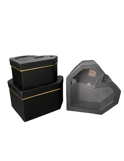 Hexagonal gift box with window "Heart" 3pcs